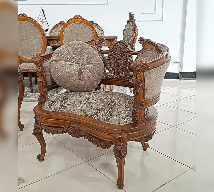 مبل ترکیبی ورساچه ۹ نفره تمام چوب راش مدل کلاسیک