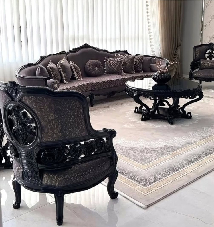 مبل ترکیبی ورساچه ۹ نفره تمام چوب راش مدل کلاسیک