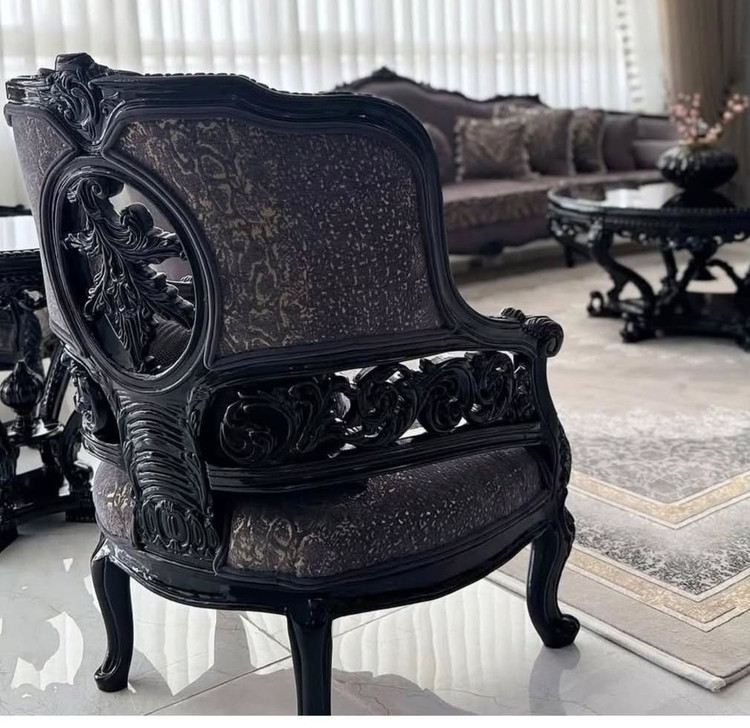 مبل ترکیبی ورساچه ۹ نفره تمام چوب راش مدل کلاسیک