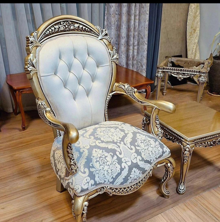 مبل گندمی 7نفره چوب راش کلاف اصلی درجه یک