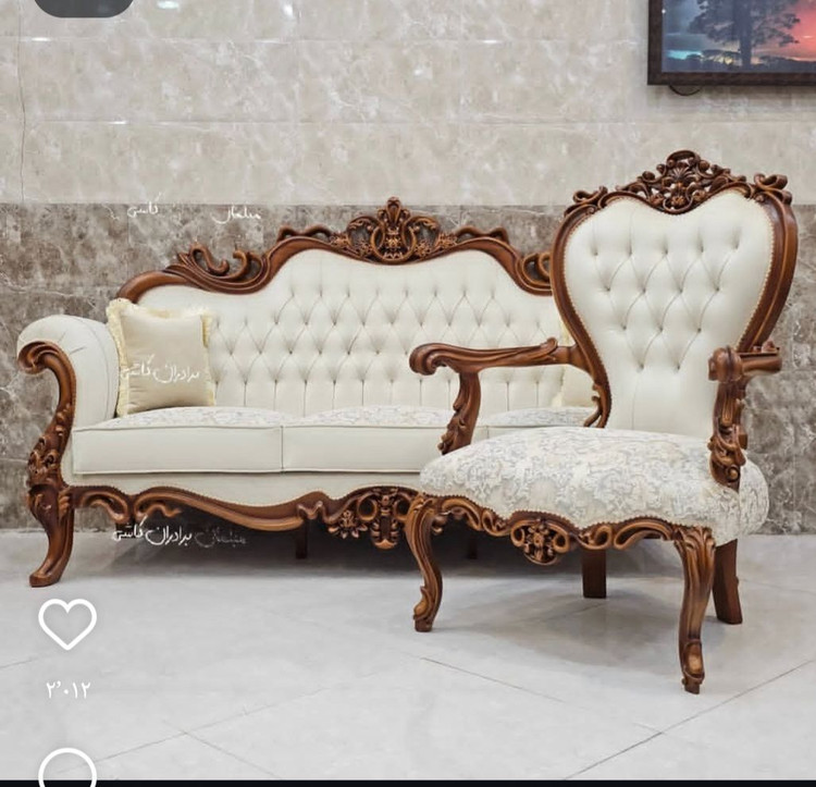 مبل ۷نفره افسون تمام چوب راش کلاف اصلی کلاسیک
